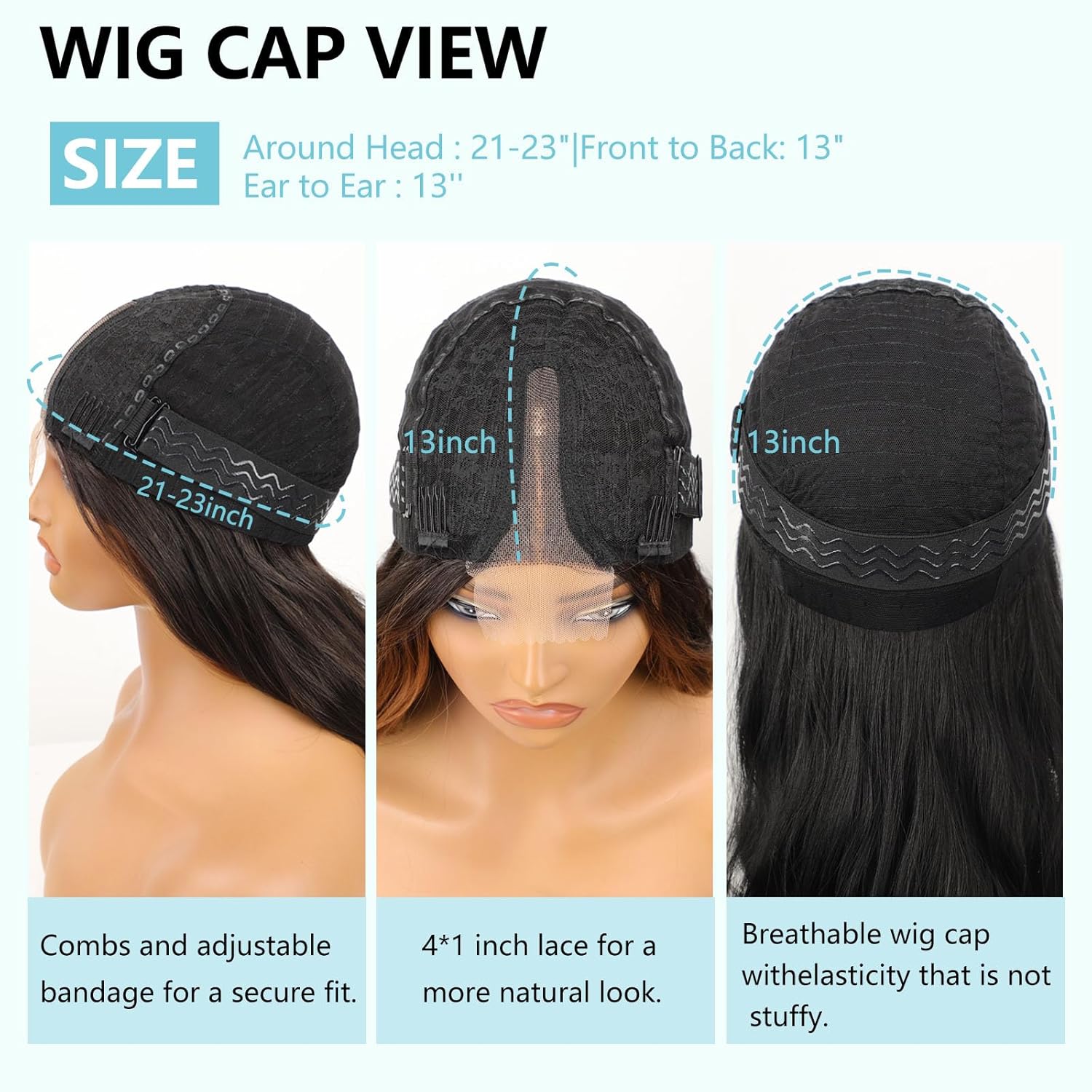 Black Wig for Women, Long Wavy Lace Hairline Middle Part Synthetic Heat Resistant Wig for Daily Party-26 Inch